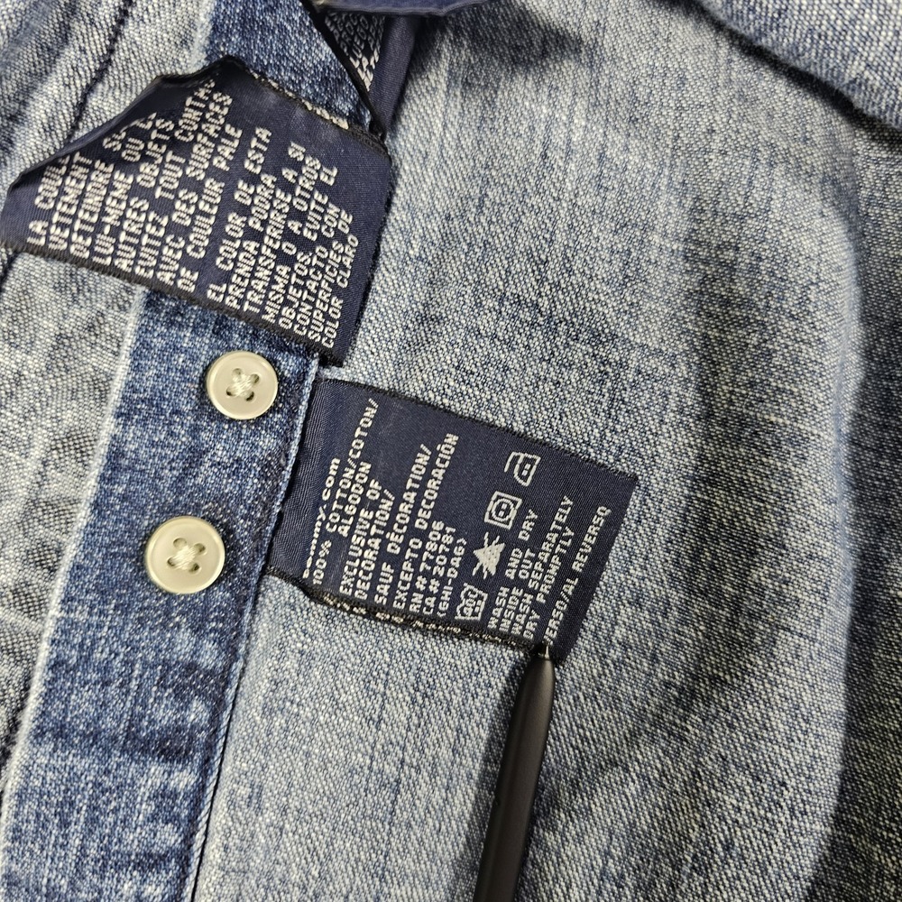 Tommy Hilfiger Denim Button Down Shirt Mens XL Blue Chambray Long Sleeve Classic - Picture 7 of 14